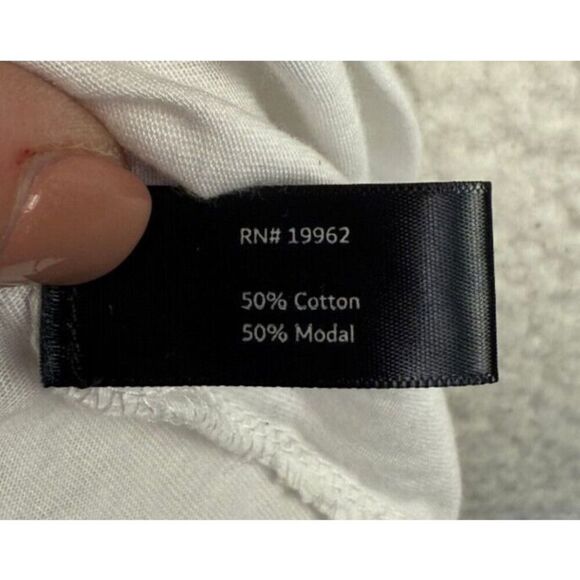 Boston Proper White Cotton/Modal Shirt Womens Casual Top One Shoulder Size M - Picture 6 of 9